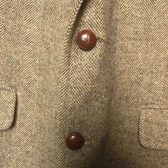 CHAPS Ralph Lauren suit coat blazer woven in Scotland Camel Hair jacket Sz Large - Picture 3 of 16